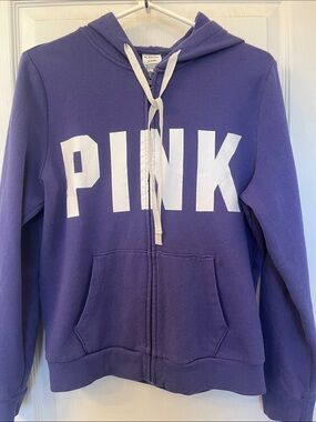 PINK Victoria's Secret Purple Zip-Up Hoodie with White Logo